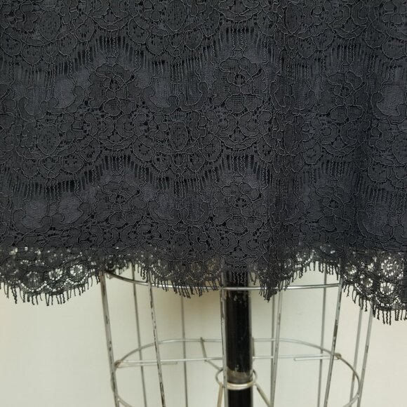 Monteau Black Eyelash Lace Off the Shoulder Shift Dress * Women's Size Medium - Picture 6 of 11